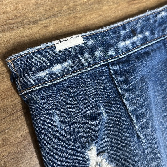 Lovers + Friends like new Ryder 100% cotton indigo blue denim distressed skirt - Picture 6 of 8